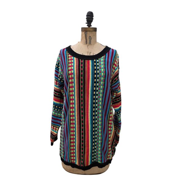 Mervyns Sweaters - Vintage 80s Partners Mervyns Multicolor Striped Oversized Sweater Dress Tunic S